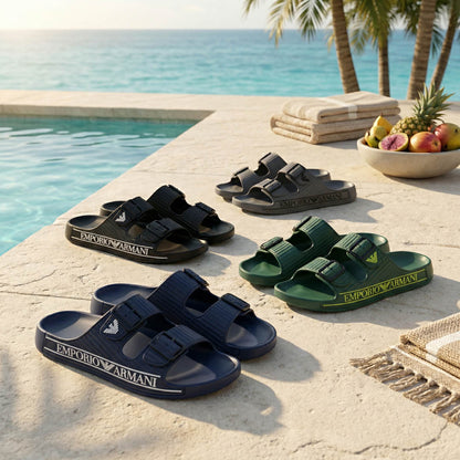 Emporio Armani Double Strap Slides