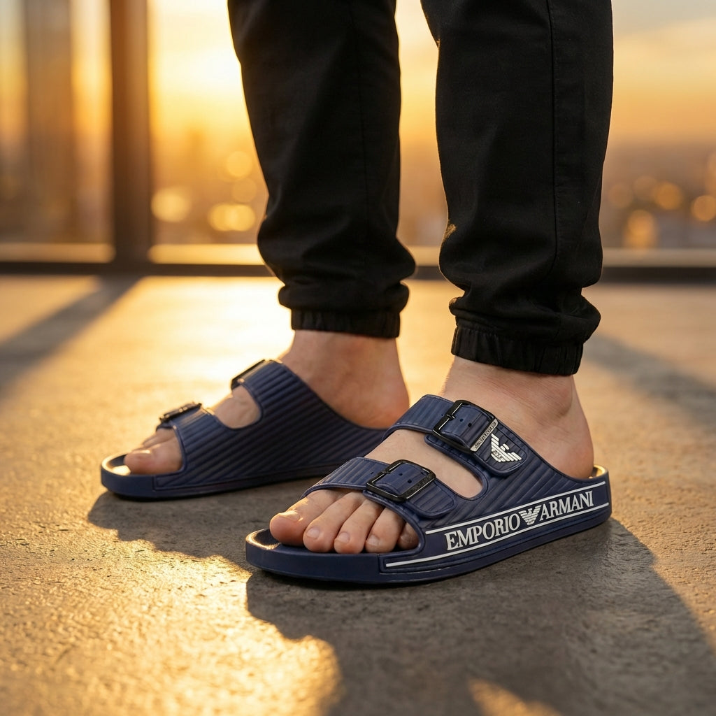 Emporio Armani Double Strap Slides